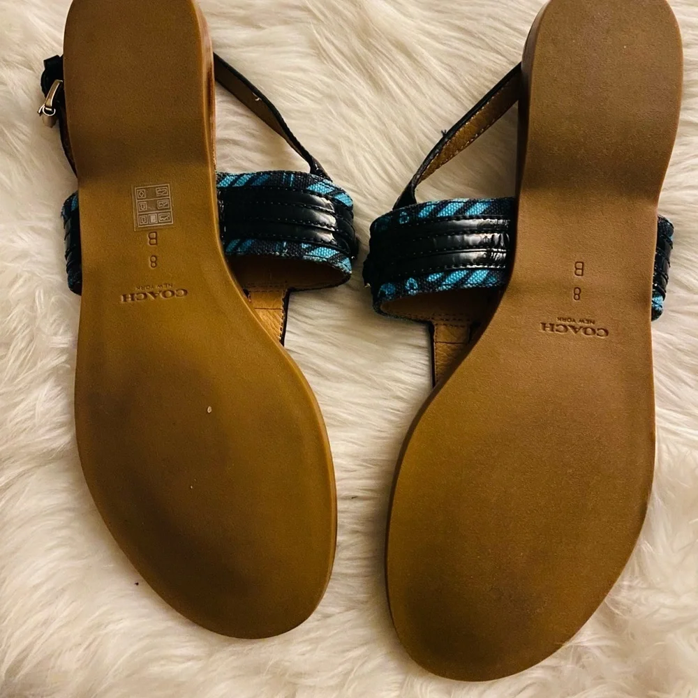 COACH Sammy Thong Sandals Patent Leather Canvas, Sz. 8